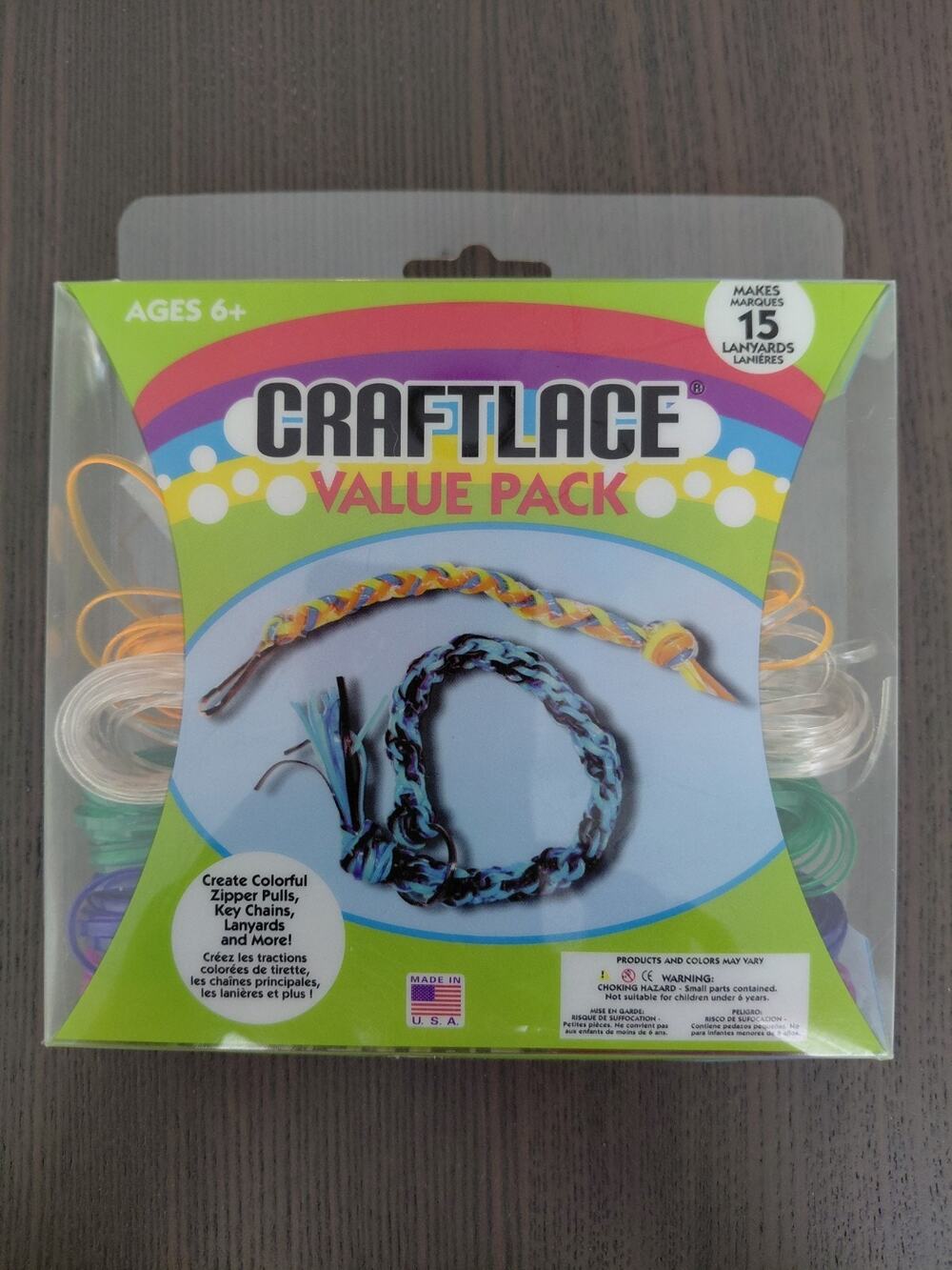 Toner Crafts CraftLace Neon Value Pack Plastic Lacing Cord Makes 15 Lanyards